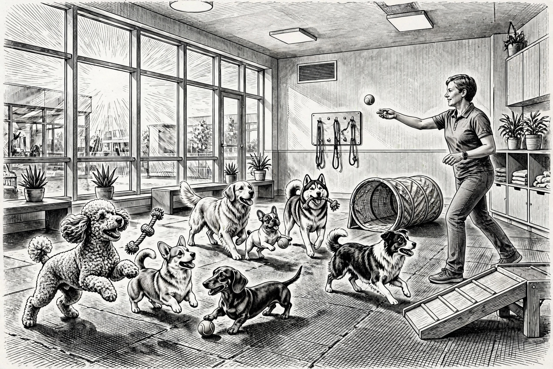 Ink illustration: Dogtopia opens second NoVA location in Ashburn